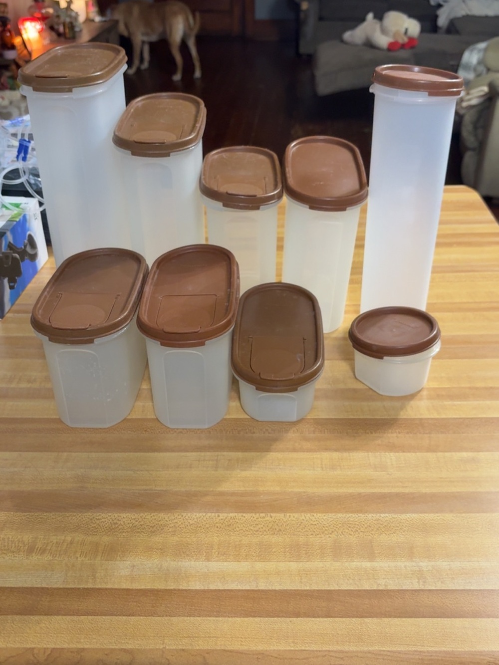 Brown Vintage Tupperware storage container set